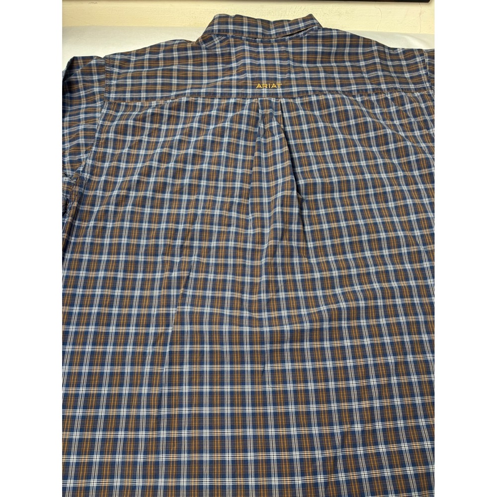 Ariat Pro Series Shirt Mens XL Blue Brown Plaid Stretch Long Sleeve Excellent - Picture 13 of 14
